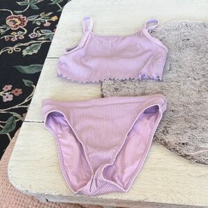 Lavender Ribbed Bikini Set Hollister size medium